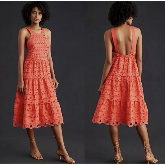 Anthropologie Dresses & Skirts - Anthropologie Maeve Eyelet Halter Midi Dress Size 6